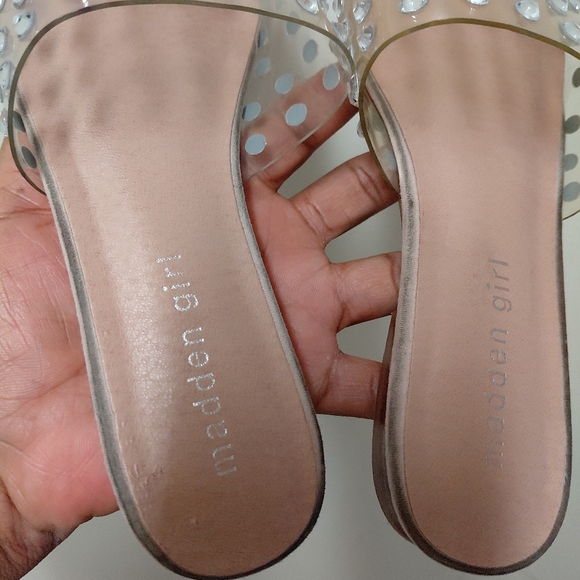 Madden Girl Clear Embellished Pointy Toe Flat Mules Size 6.5 - Picture 8 of 12